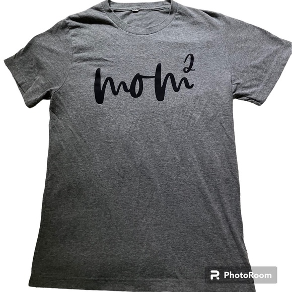 Bella Canvas Tops - Womens Short Sleeve Graphic Tee “Mom squared” in Light Grey Sz M